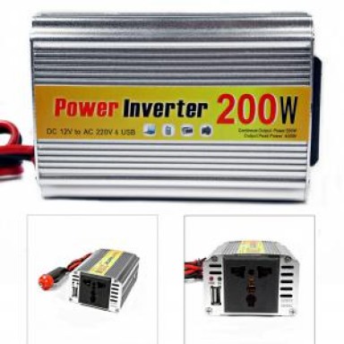 Invertor tensiune AUTO 12V->220V, 200W pentru laptop, tableta, etc