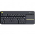 Tastatura Wireless Logitech K400 Plus Dark, Touchpad, USB, Black